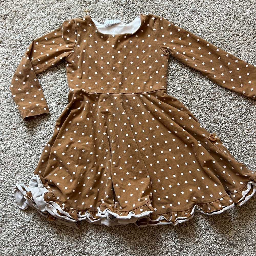 Olivia Dress - Cinnamon Polka Dot little magnolia